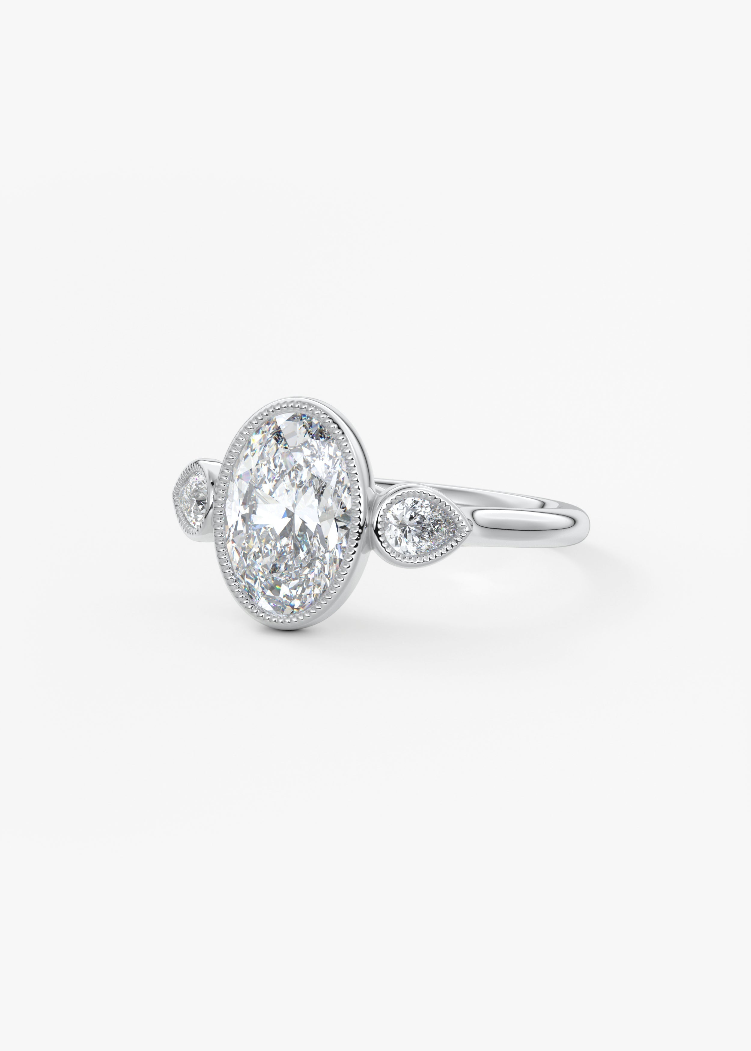 Oval Three Stone Lab Grown Diamond Engagement Ring