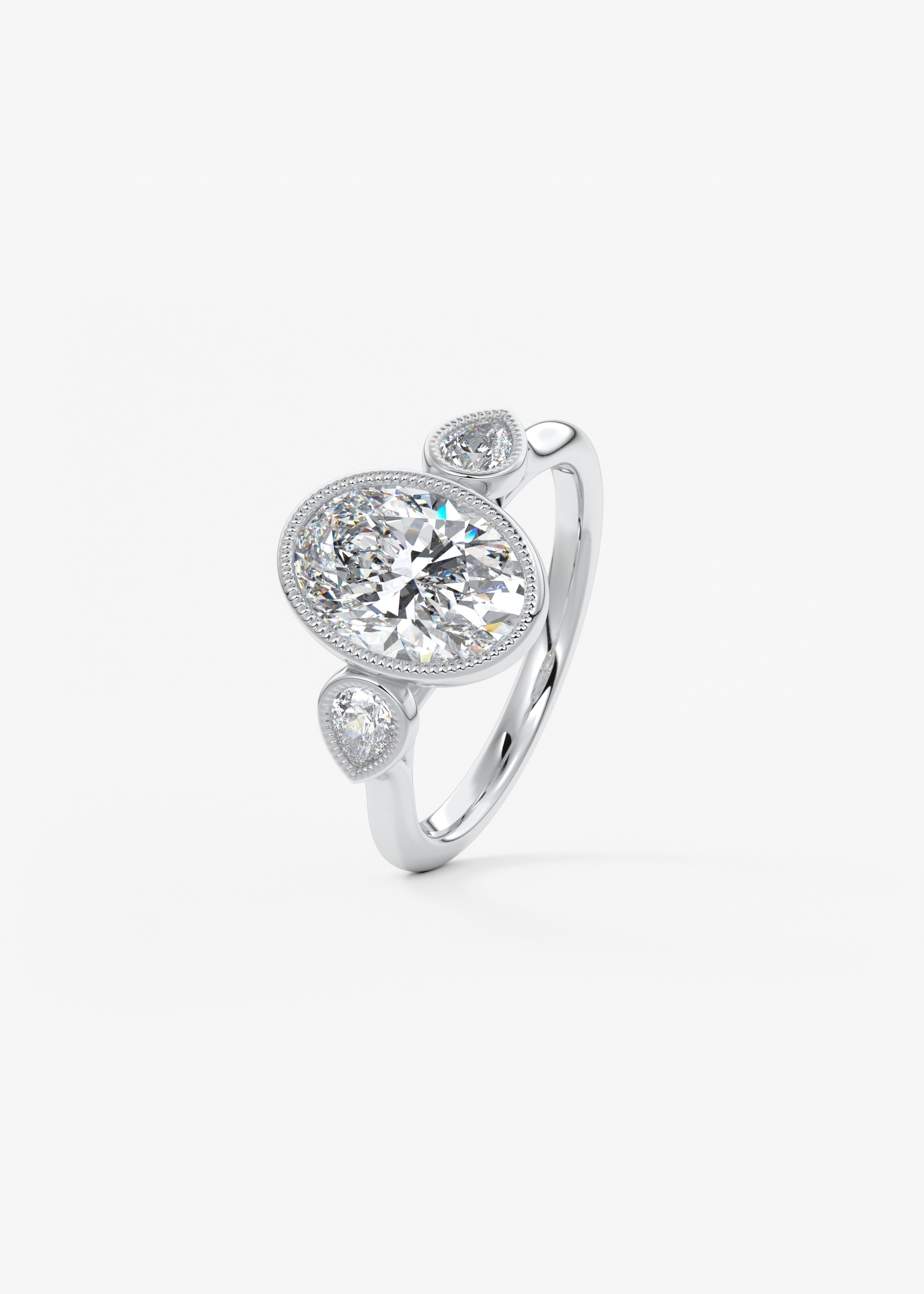 Oval Three Stone Lab Grown Diamond Engagement Ring