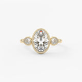Oval Three Stone Lab Grown Diamond Engagement Ring