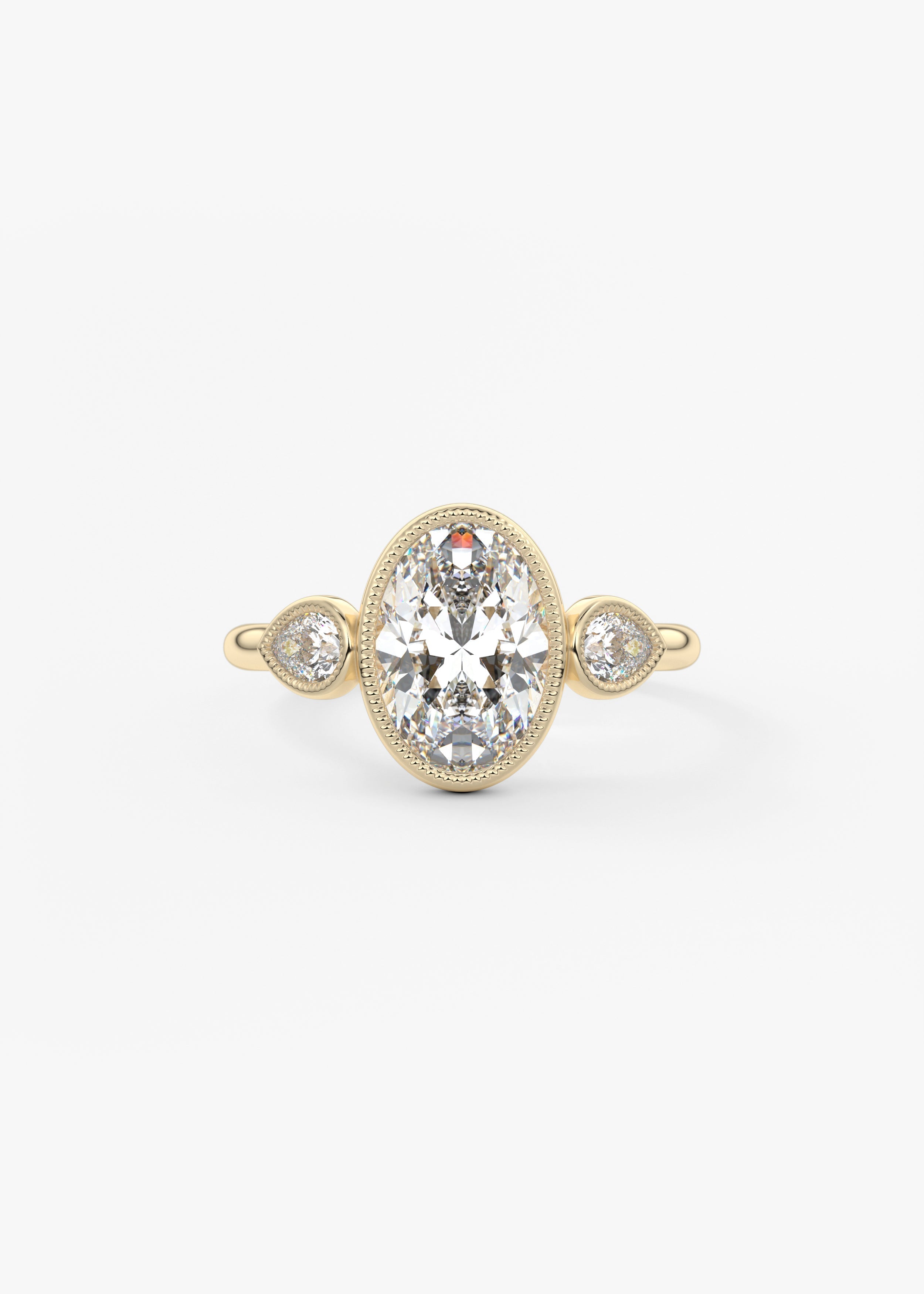 Oval Three Stone Lab Grown Diamond Engagement Ring