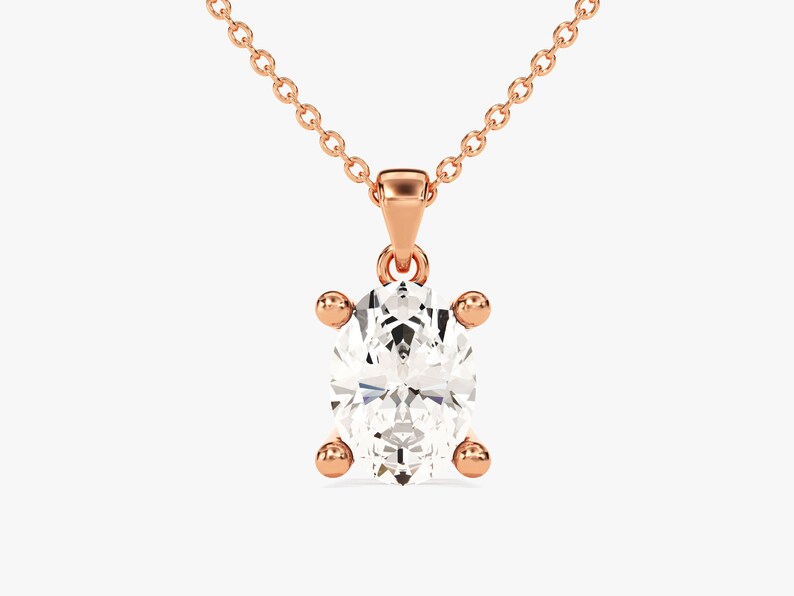 2.0 CT Oval Moissanite Diamond Solitaire Pendant Necklace in Solid Gold 3