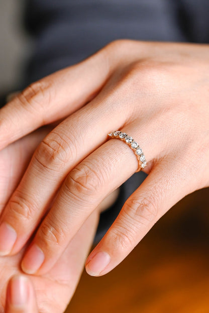 Stunning 0.2 TCW Round Moissanite Stones Half Eternity Wedding Bands 2