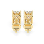 2.0 TCW Emerald Cut Moissanite Hidden Halo Stud Earrings in Gold 4