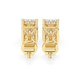 2.0 TCW Emerald Cut Moissanite Hidden Halo Stud Earrings in Gold 4