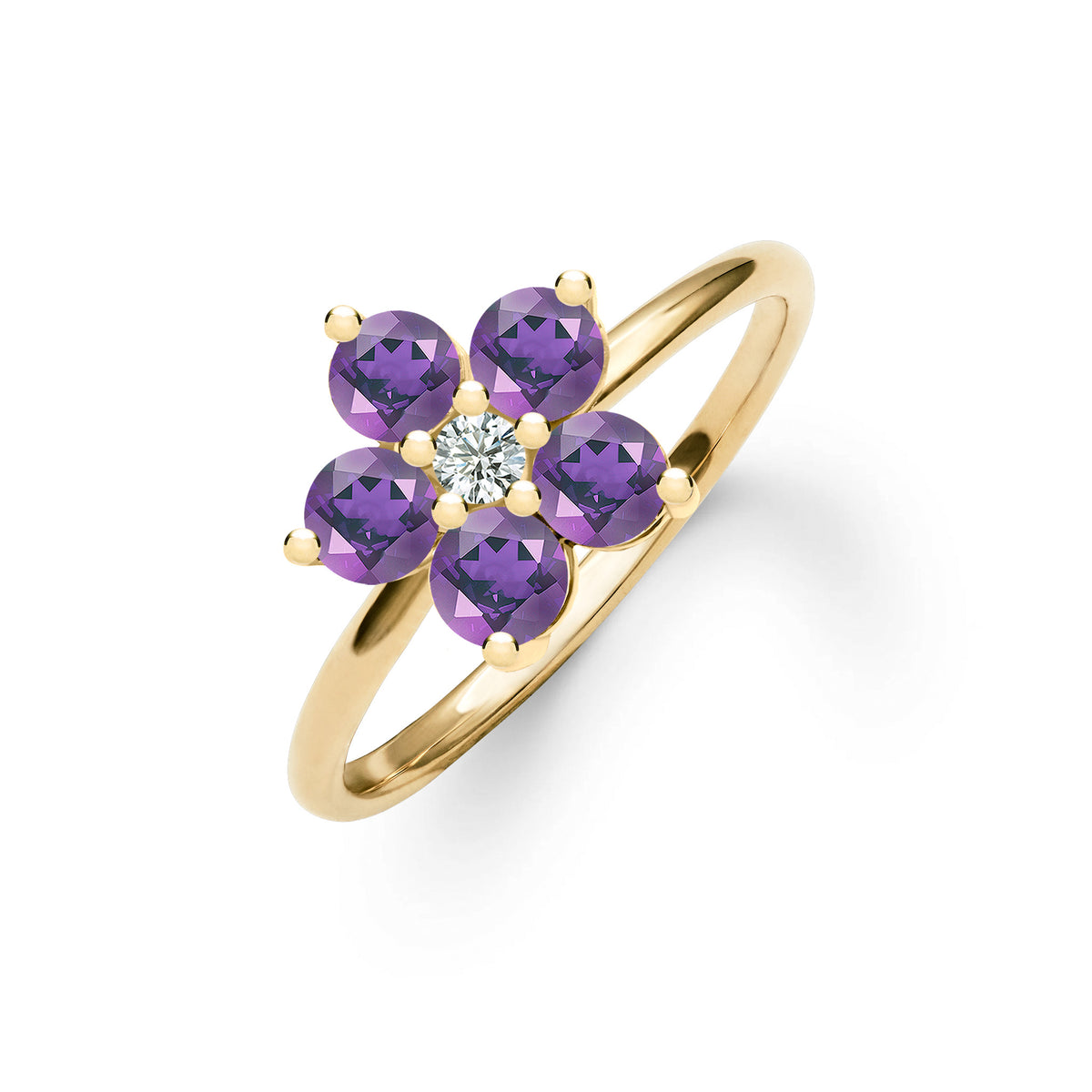 0.20 CT Round Amethyst Lab Made Diamond- February Birthstone Engagement Ring 1