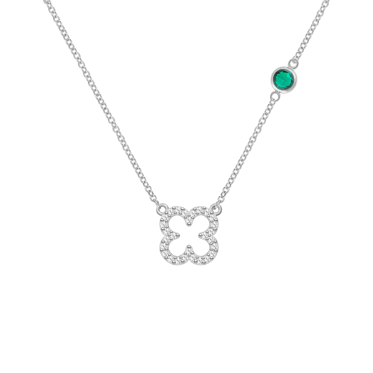 0.25CT Round Emerald Lab Made Diamond- May Birthstone Necklace 7