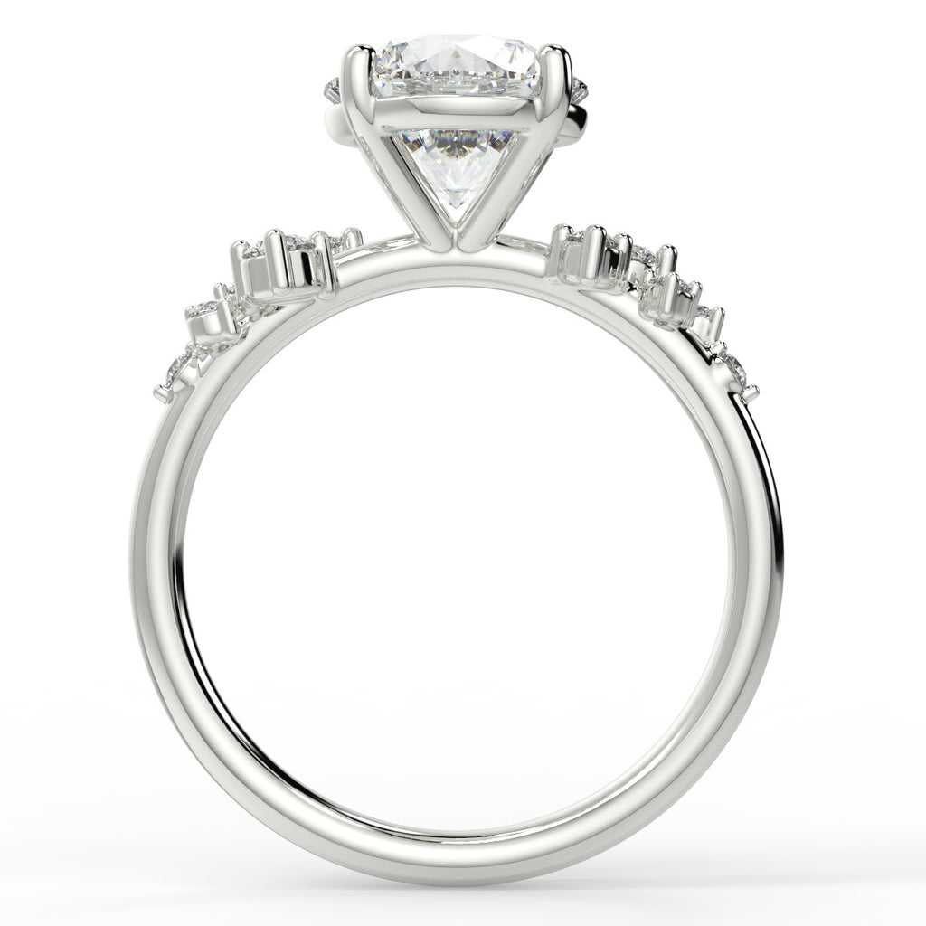 Stunning 2.0 CT Round Moissanite Engagement Ring with Cluster Design 6