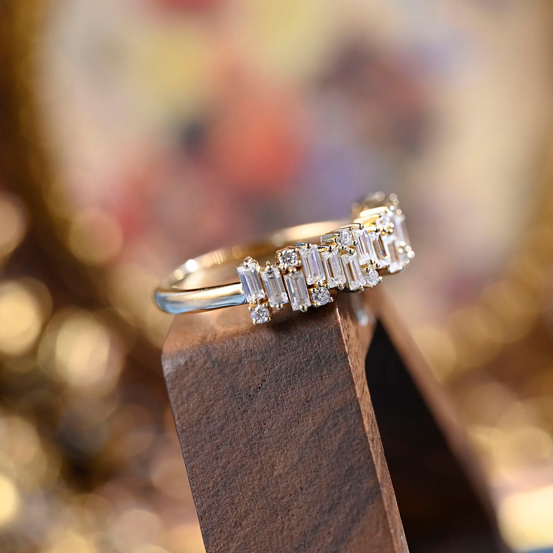Stunning 0.5 TCW Baguette & Round Cut Moissanite Stones Wedding Band 5