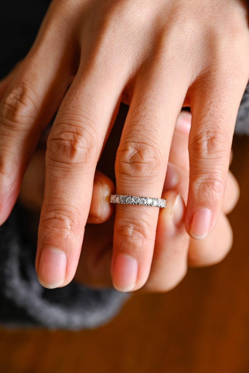 Stunning 0.3 TCW Round Moissanite Stones Half Eternity Wedding Band 7