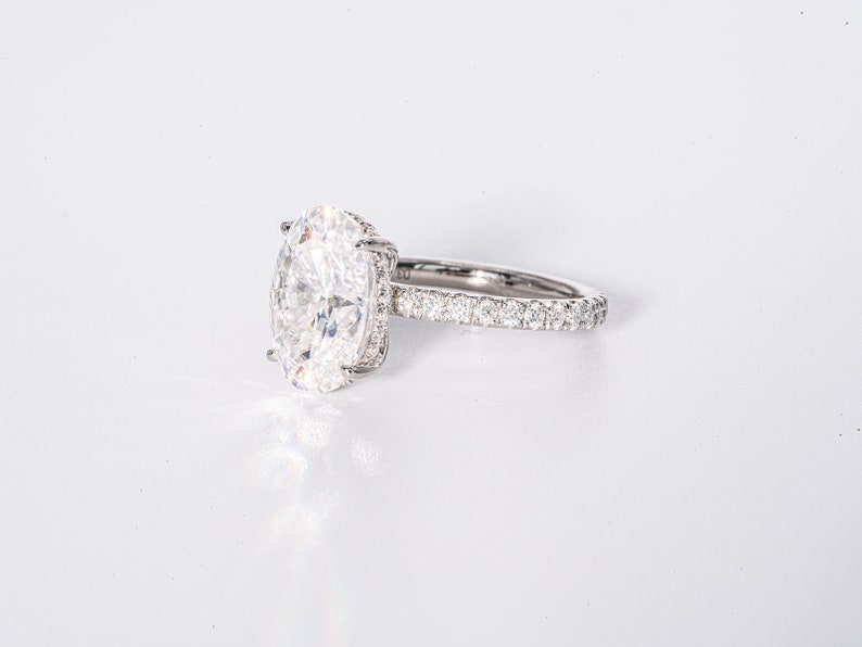 Stunning 3.50 CT Oval Cut Moissanite Engagement Ring with Hidden Halo & Pave Design 6