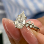 Stunning 1.50 CT Pear Moissanite Engagement Ring with Cluster Design 6