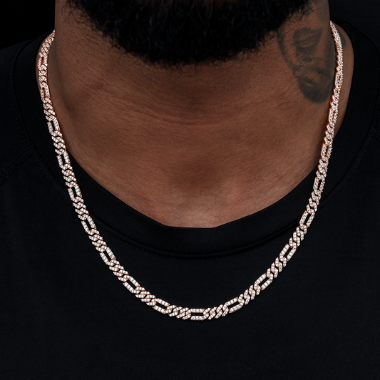35 CT Round Moissanite Diamond Figaro Chain Silver Necklace For Him 1