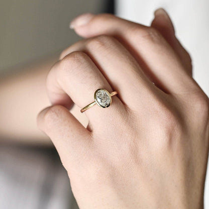 Stunning 1.0 CT Oval Cut Moissanite Engagement Ring with Bezel Solitaire Design 10