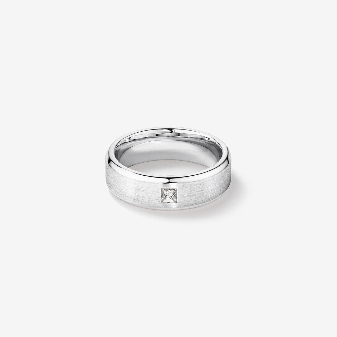 0.15 CT Cushion Moissanite Flush Men's Wedding Band in Solid Gold 1