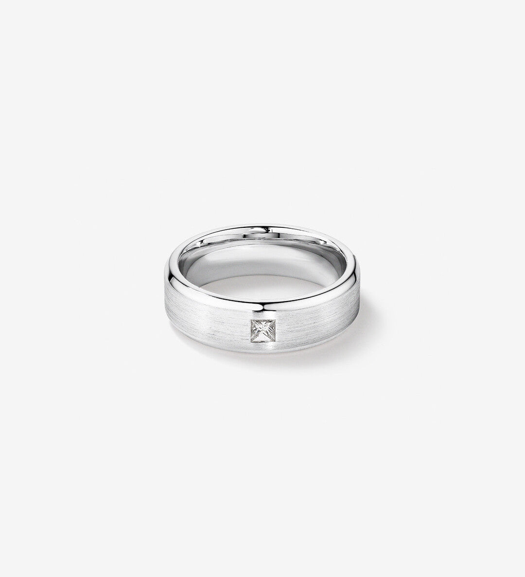 0.15 CT Cushion Moissanite Flush Men's Wedding Band in Solid Gold 1