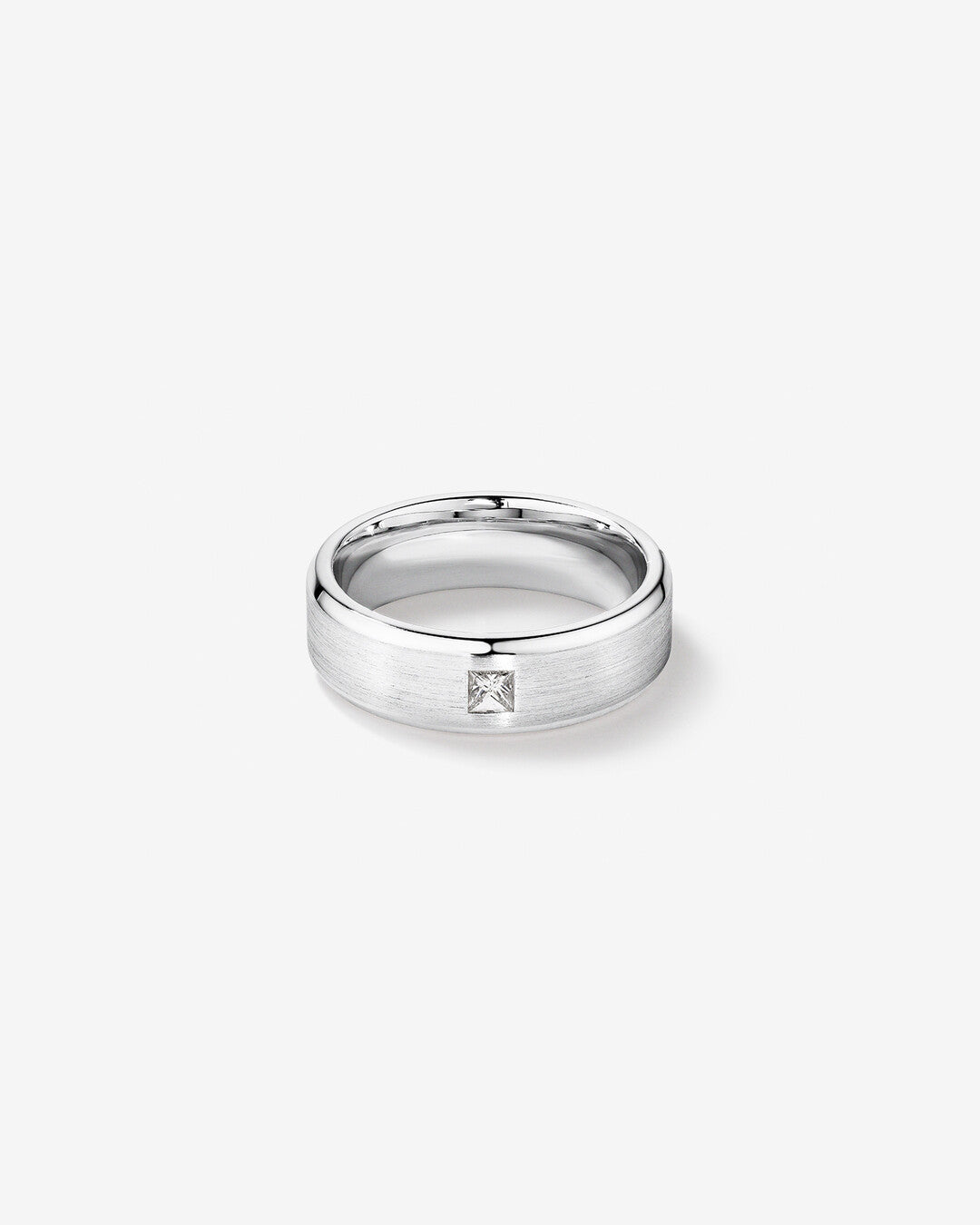 0.15 CT Cushion Moissanite Flush Men's Wedding Band in Solid Gold 1
