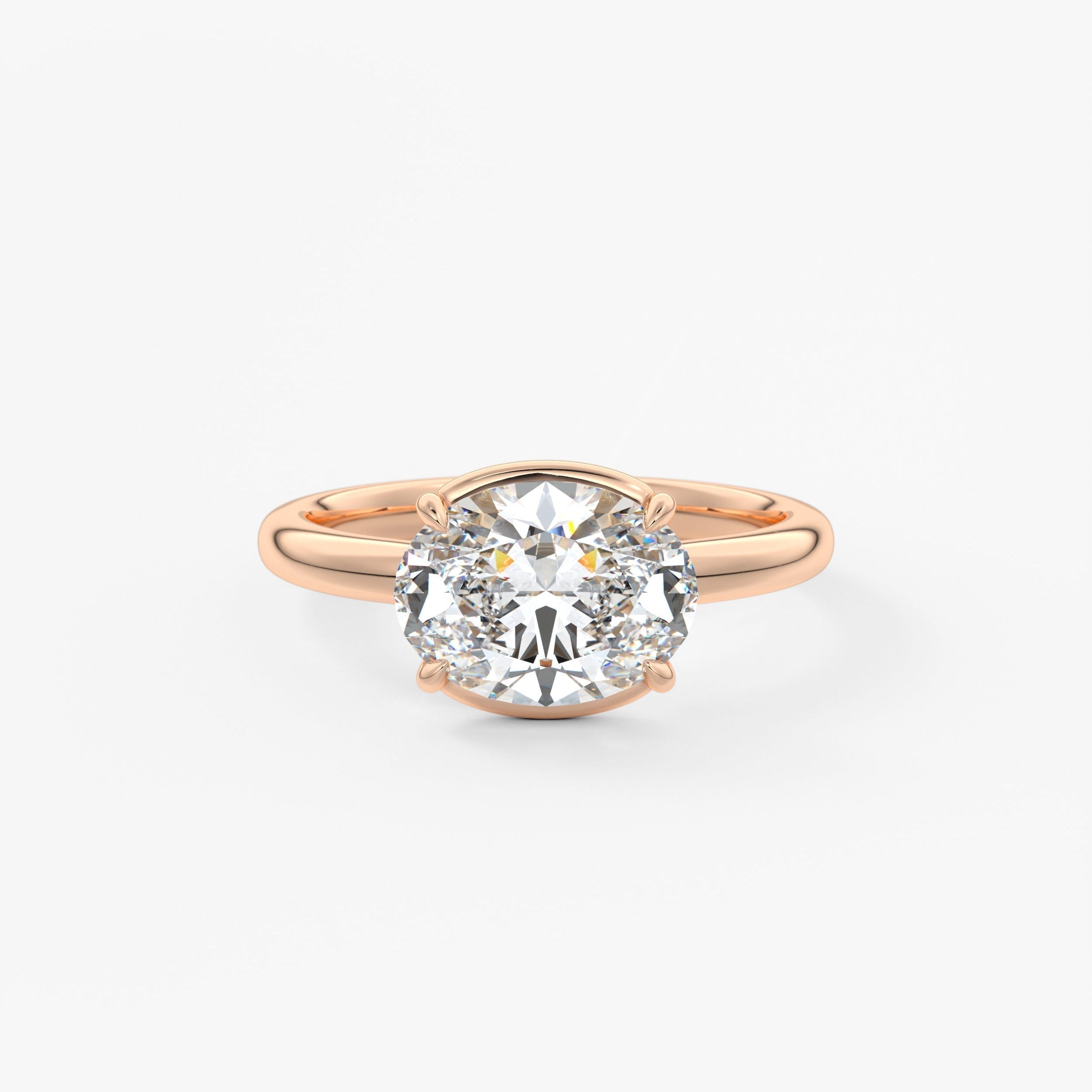 Oval Half Bezel Lab Grown Diamond Engagement Ring