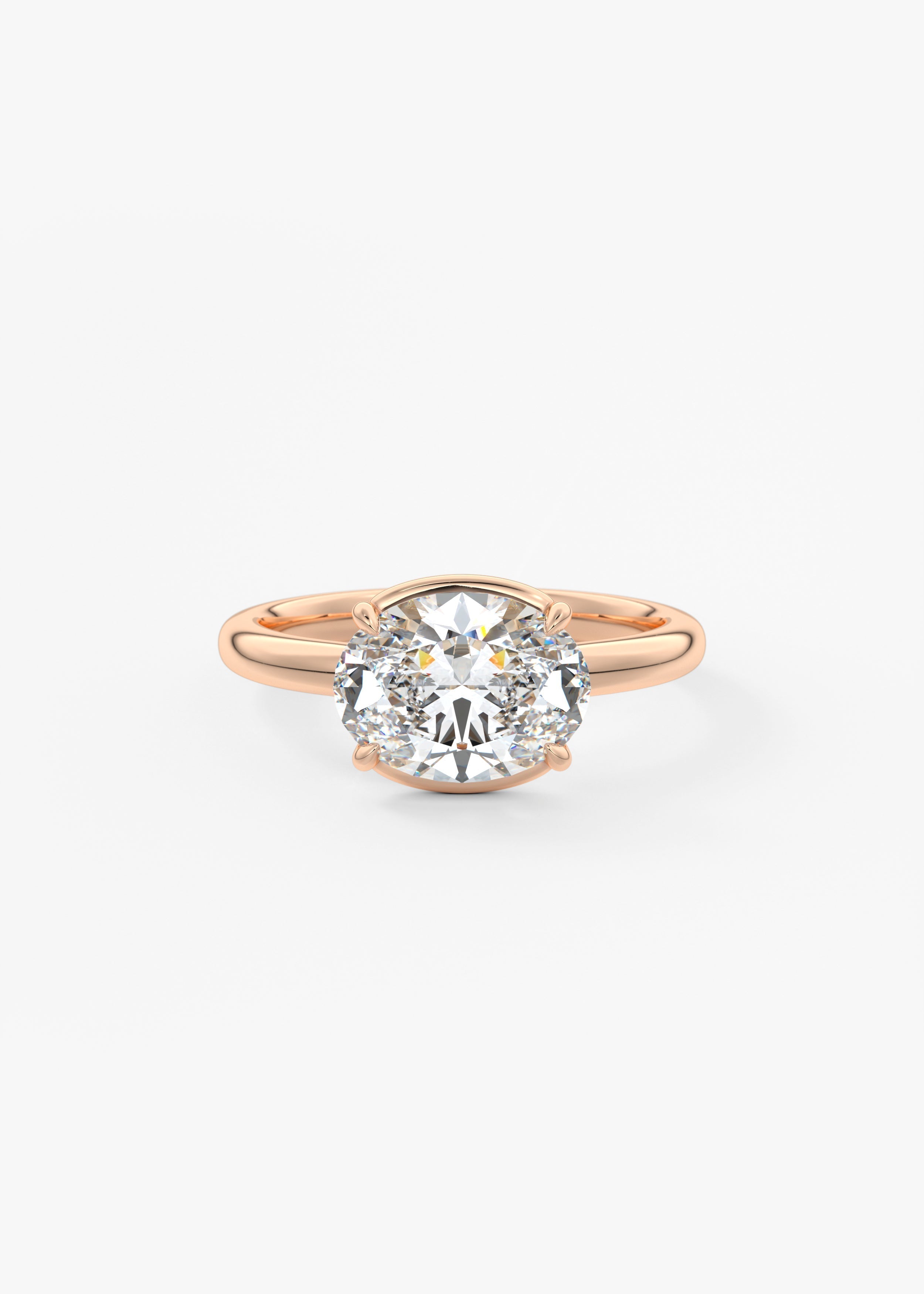 Oval Half Bezel Lab Grown Diamond Engagement Ring