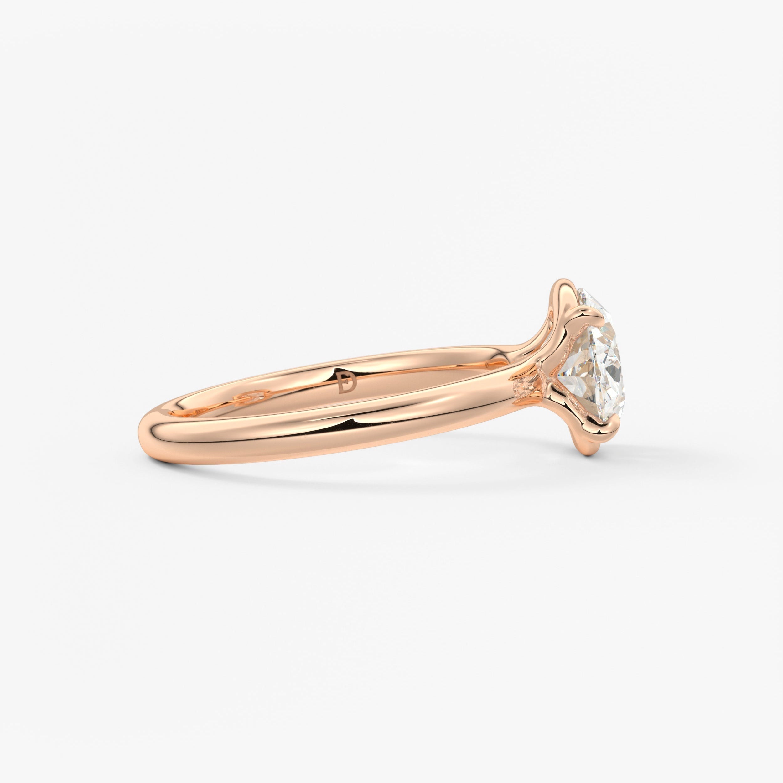 Oval Half Bezel Lab Grown Diamond Engagement Ring