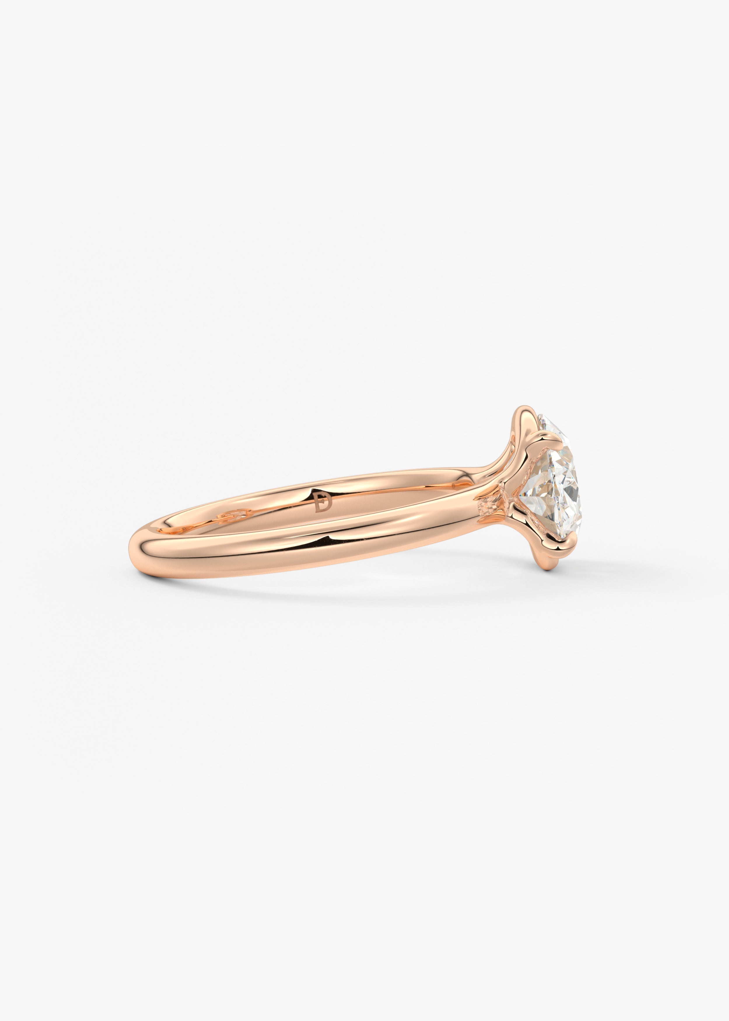 Oval Half Bezel Lab Grown Diamond Engagement Ring
