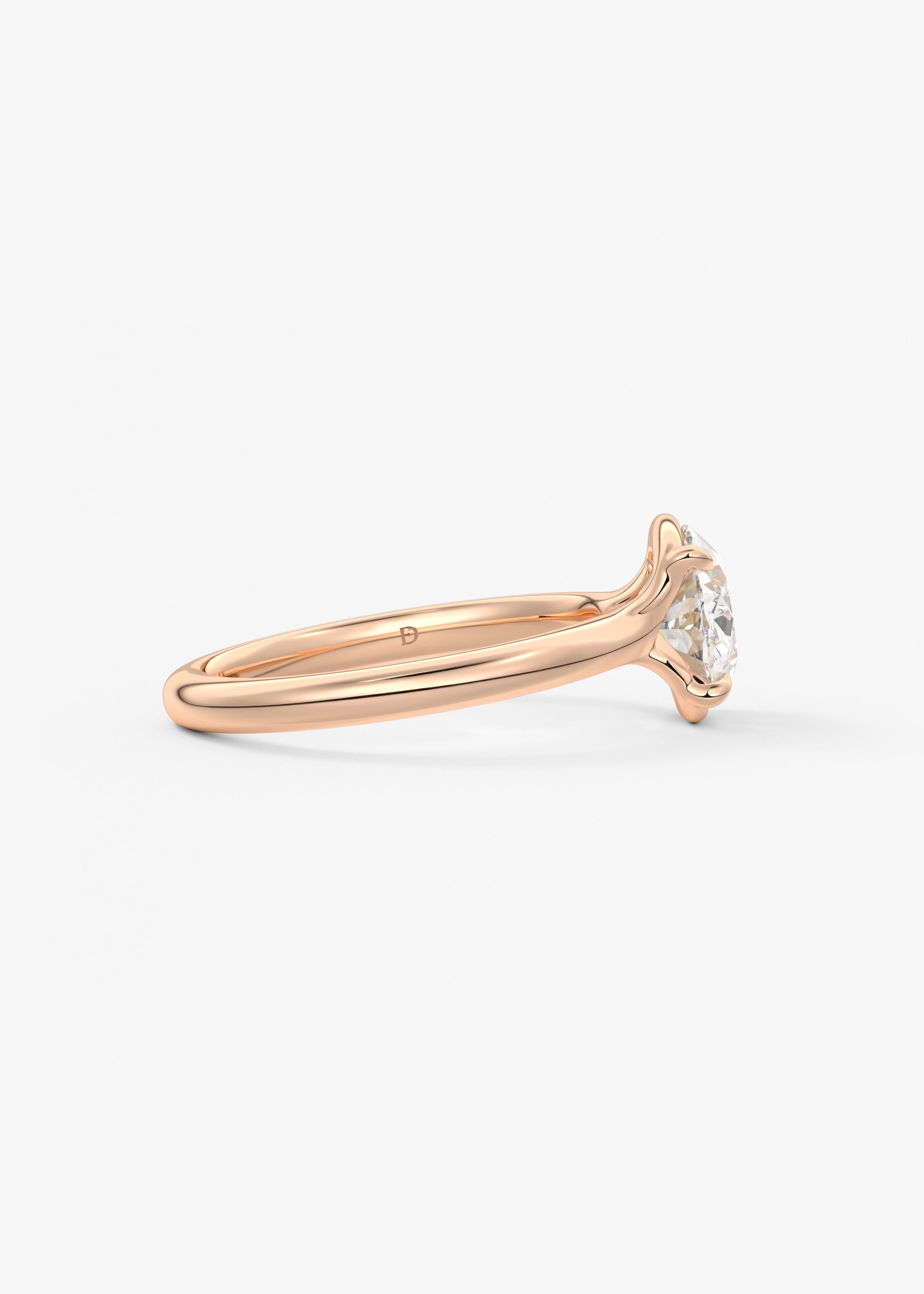 Oval Half Bezel Lab Grown Diamond Engagement Ring