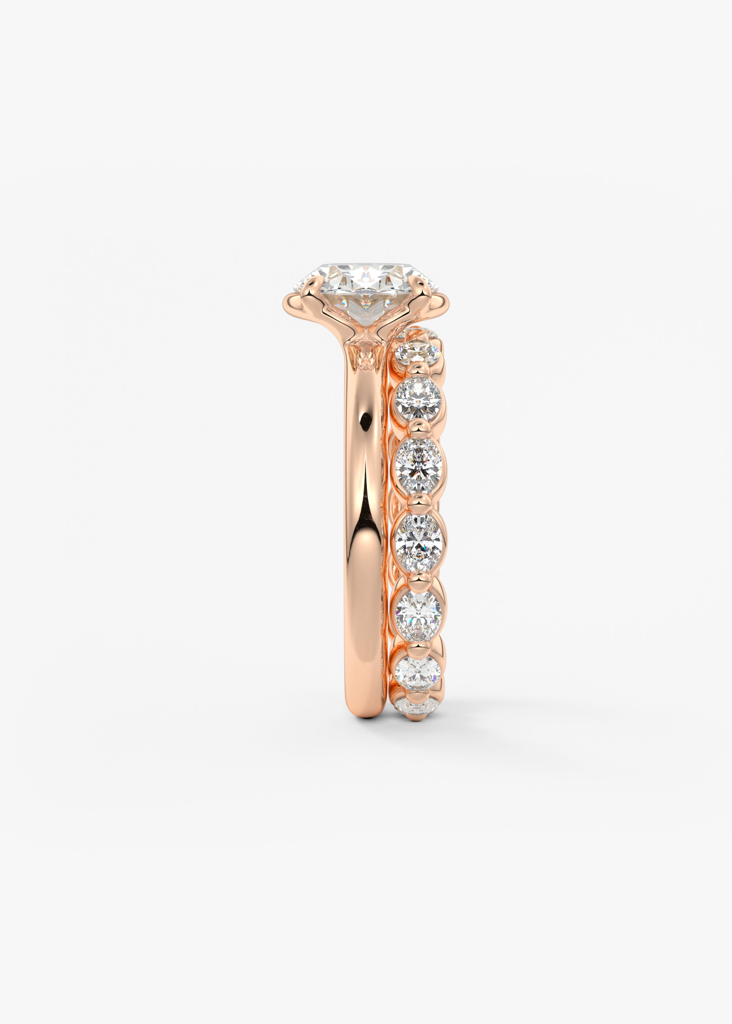 Oval Half Bezel Lab Grown Diamond Engagement Ring