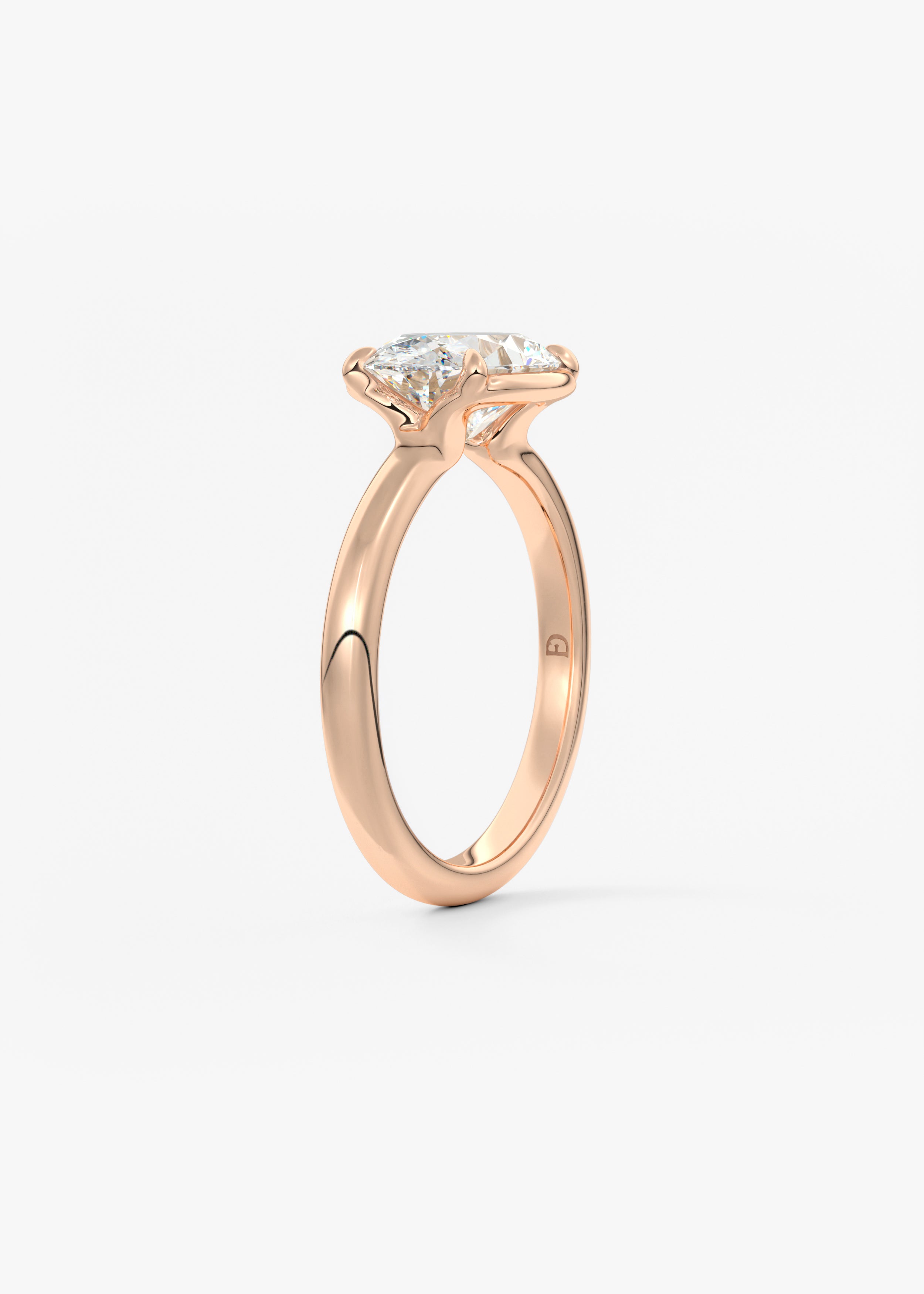 Oval Half Bezel Lab Grown Diamond Engagement Ring