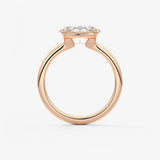 Oval Half Bezel Lab Grown Diamond Engagement Ring