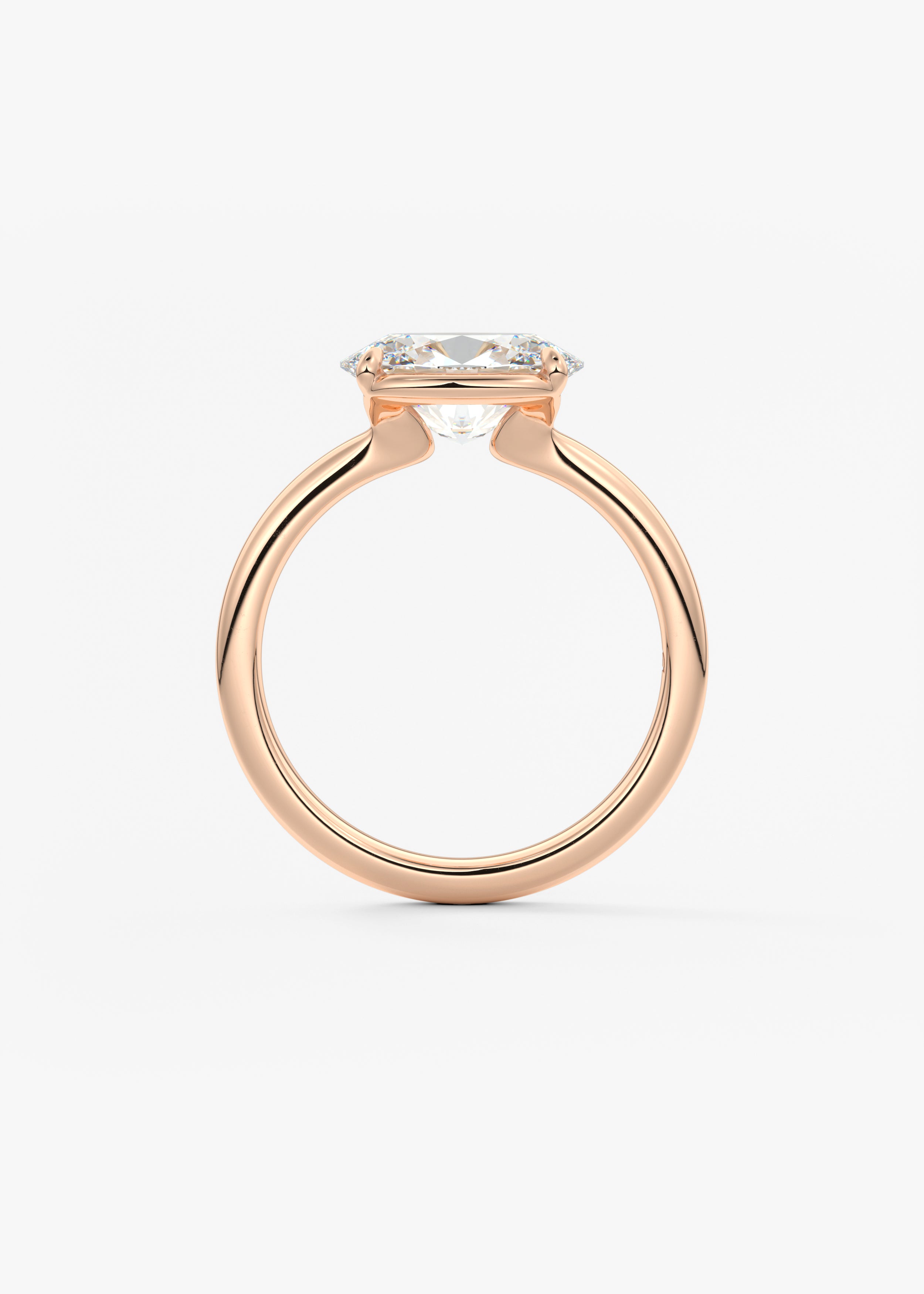 Oval Half Bezel Lab Grown Diamond Engagement Ring