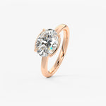 Oval Half Bezel Lab Grown Diamond Engagement Ring