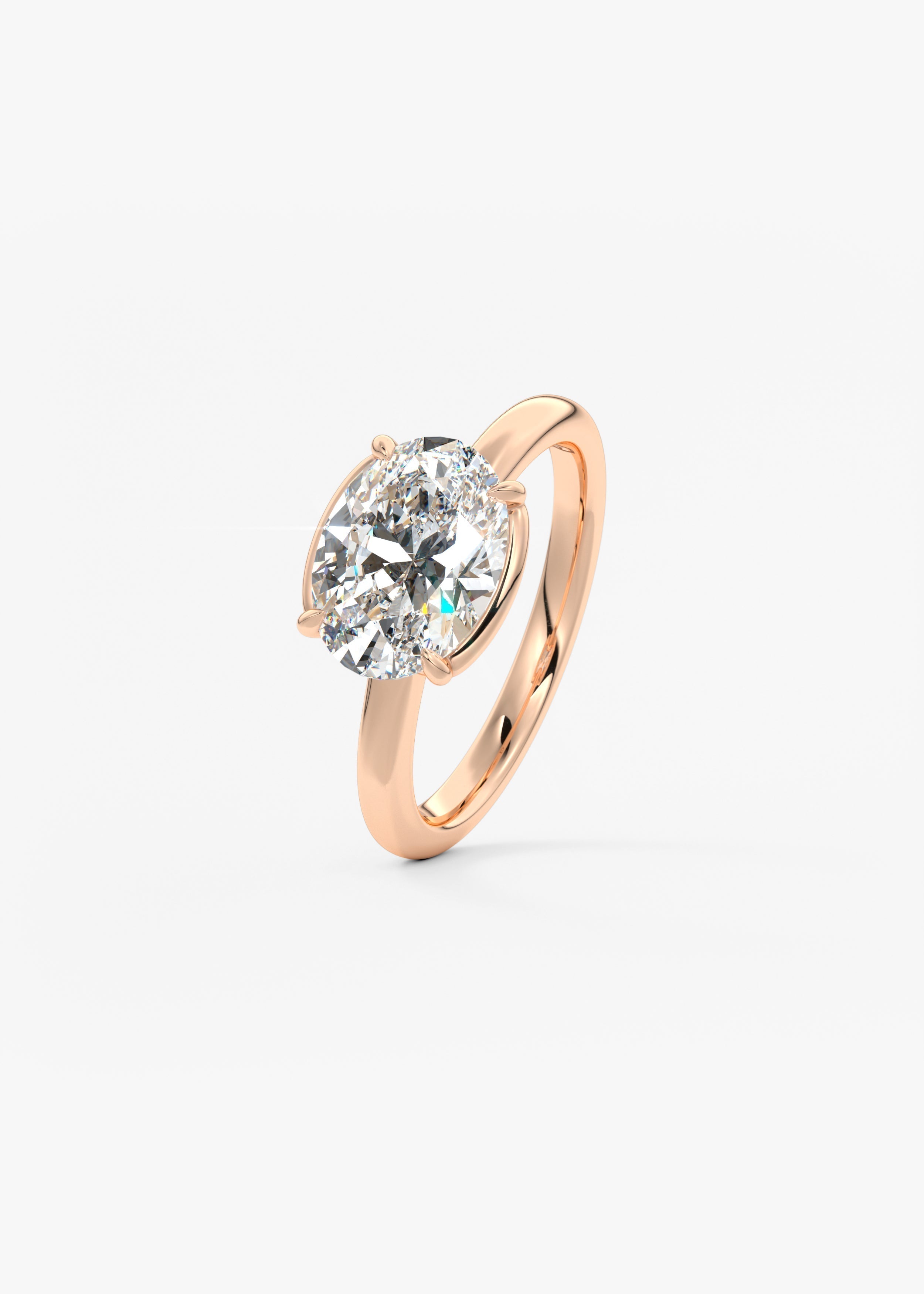 Oval Half Bezel Lab Grown Diamond Engagement Ring