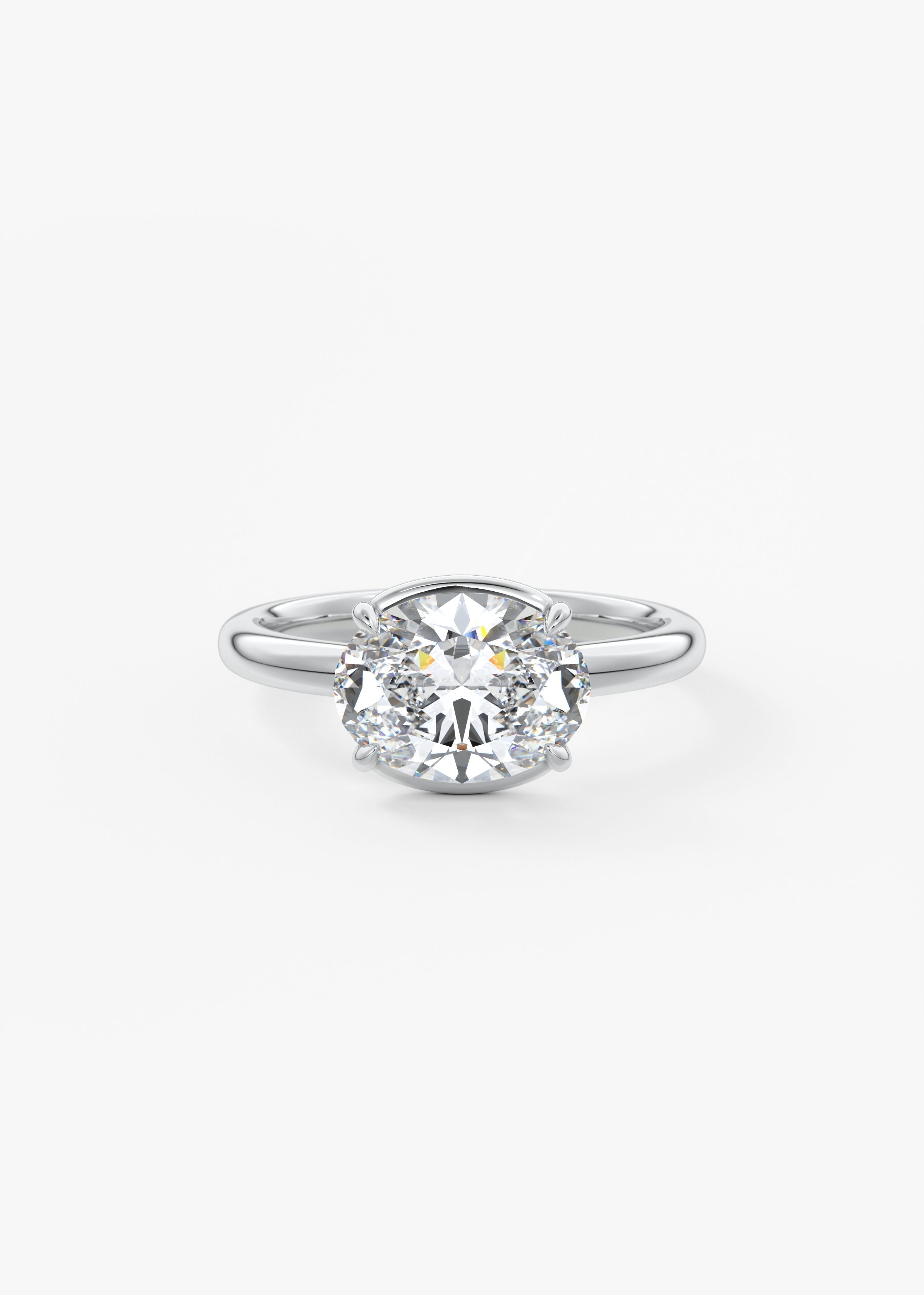 Oval Half Bezel Lab Grown Diamond Engagement Ring