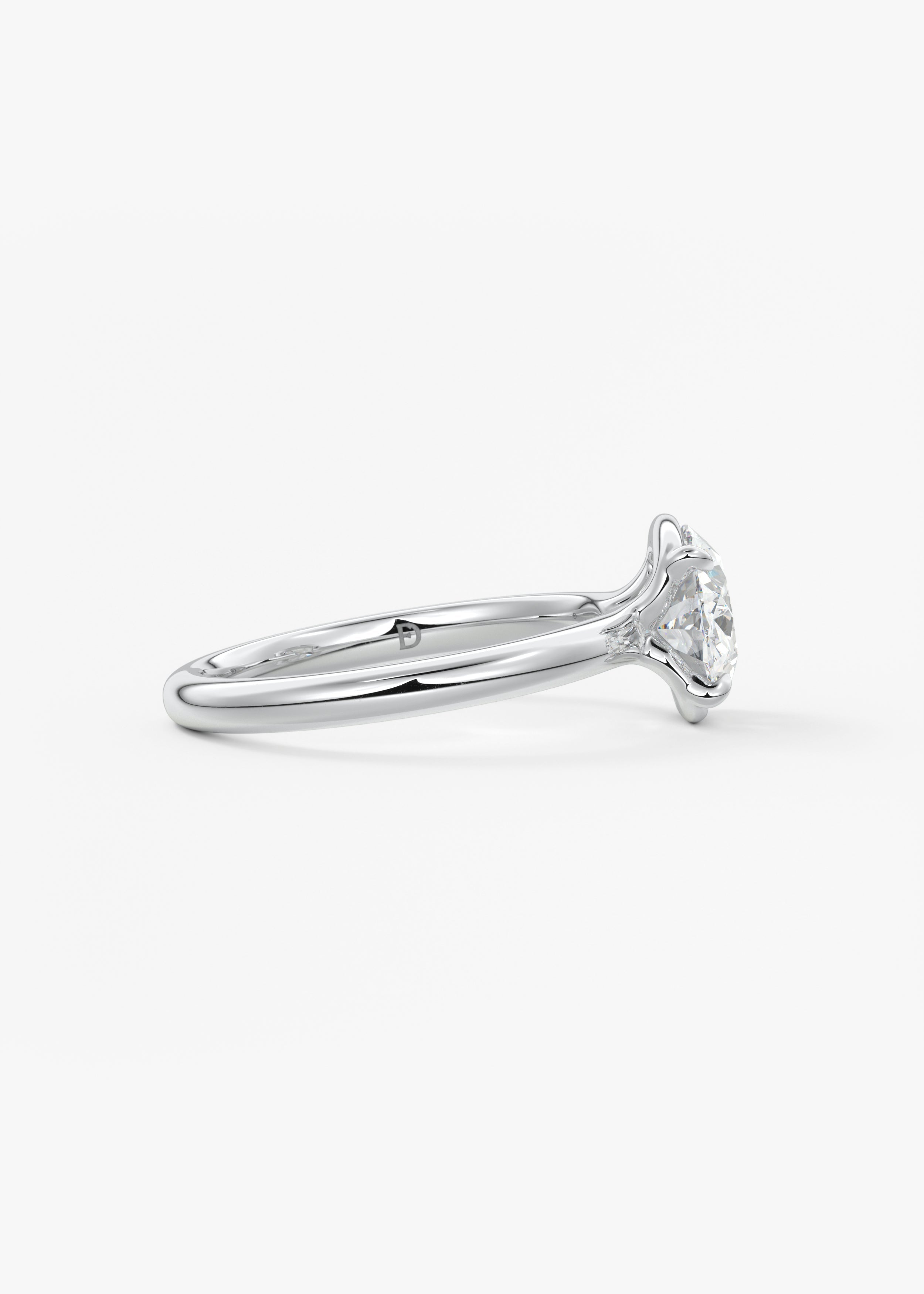 Oval Half Bezel Lab Grown Diamond Engagement Ring