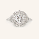 Stunning 1.0 CT Round Moissanite Engagement Ring with Double Halo and Pave Design 2