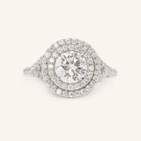 Stunning 1.0 CT Round Moissanite Engagement Ring with Double Halo and Pave Design 2