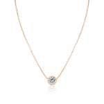 1.0 CT Round Moissanite Diamond Bezel Pendant Necklace in Solid Gold 1