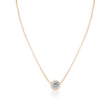1.0 CT Round Moissanite Diamond Bezel Pendant Necklace in Solid Gold 1