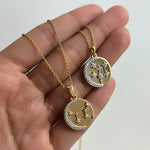 0.18 CT Round Moissanite Diamond Sign Pendant Necklace in Solid Gold 8