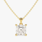 1.0 CT Asscher Moissanite Diamond solitaire Pendant Necklace in Solid Gold 1