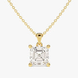 1.0 CT Asscher Moissanite Diamond solitaire Pendant Necklace in Solid Gold 1