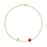 0.84 CT Round Ruby Lab Made Diamond- July Birthstone Chain Bracelet 1