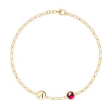 0.84 CT Round Ruby Lab Made Diamond- July Birthstone Chain Bracelet 1