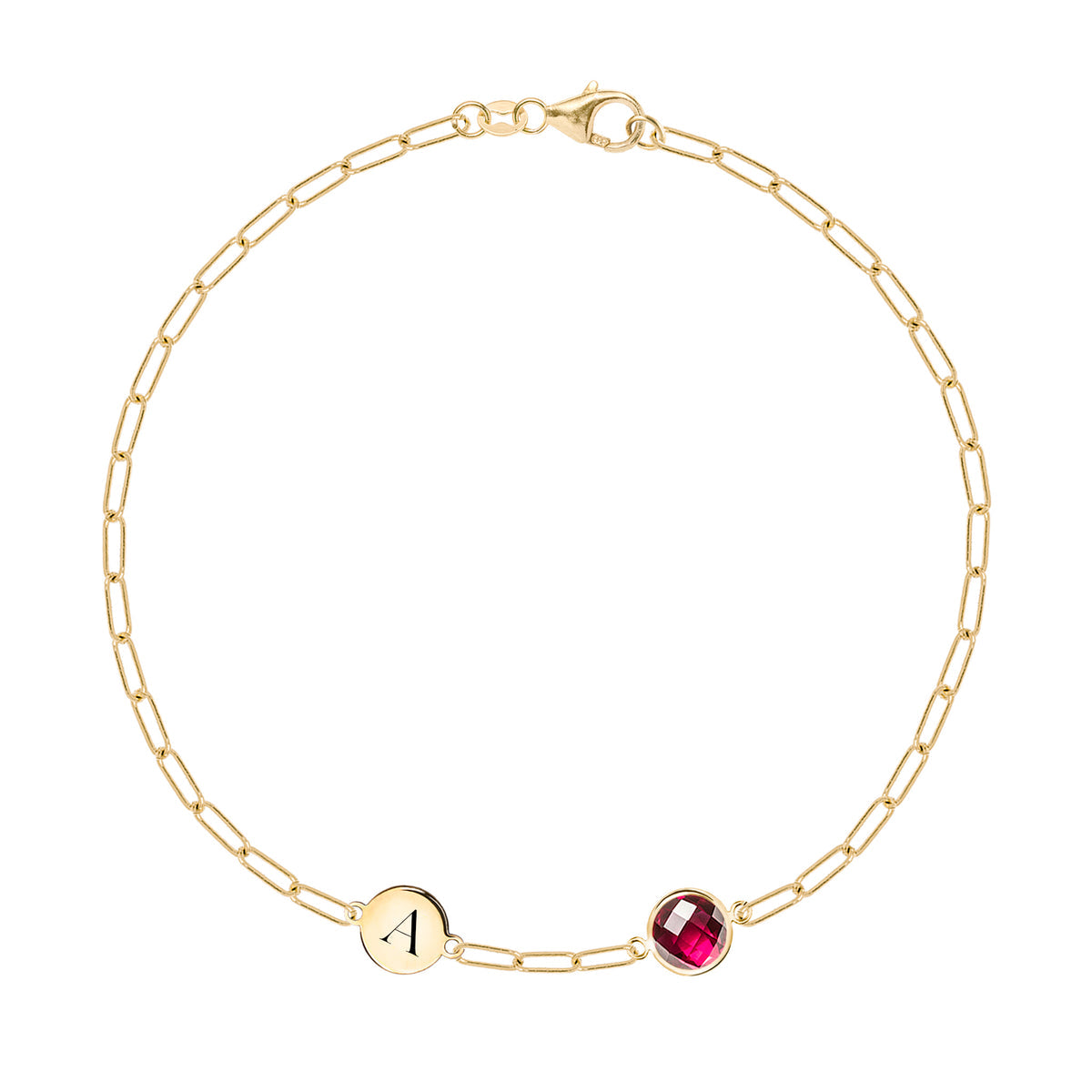 0.84 CT Round Ruby Lab Made Diamond- July Birthstone Chain Bracelet 1