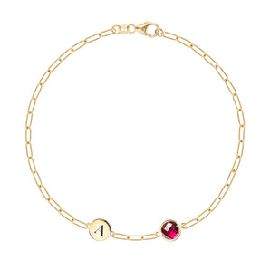 0.84 CT Round Ruby Lab Made Diamond- July Birthstone Chain Bracelet