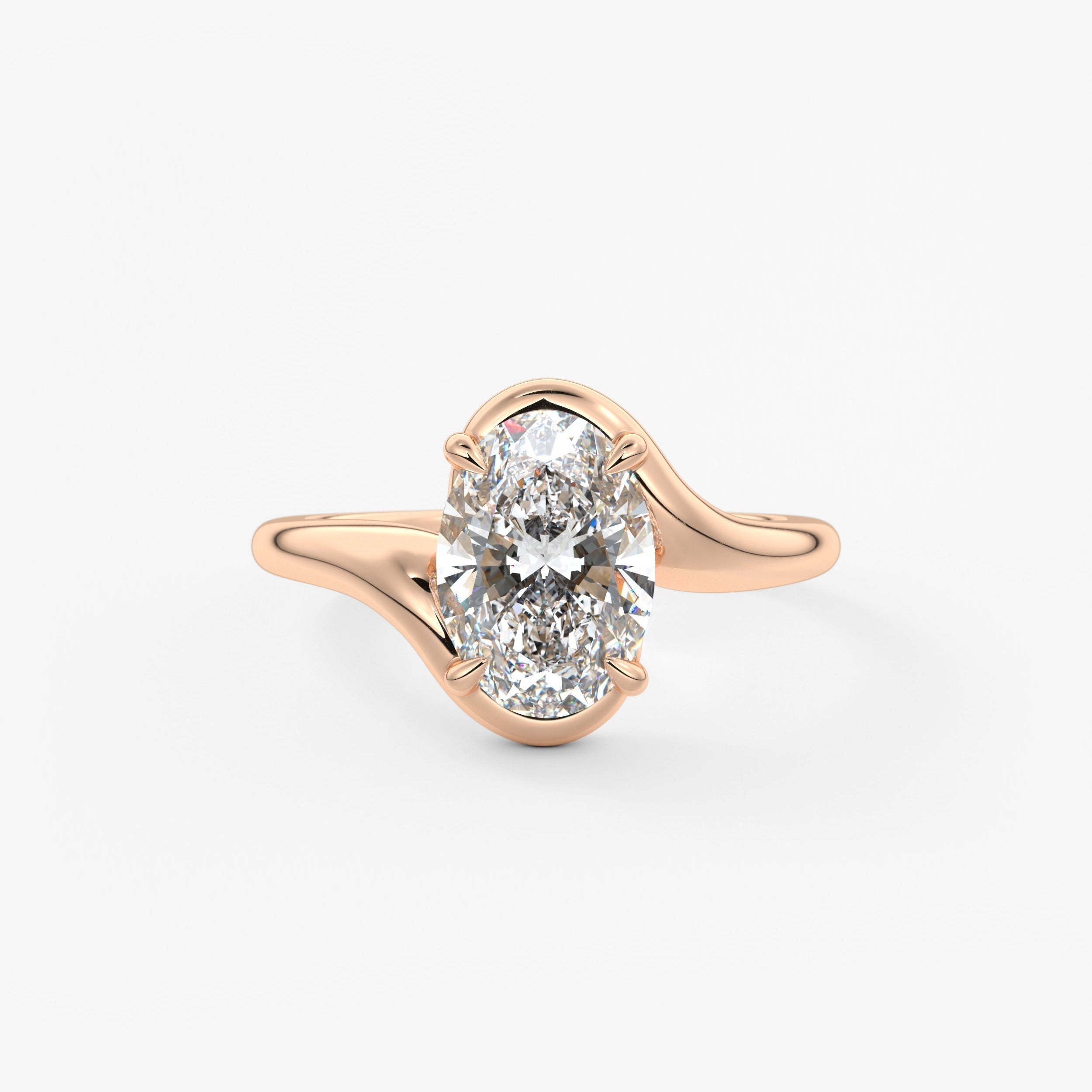 Oval Swirl Lab Grown Diamond Engagement Ring