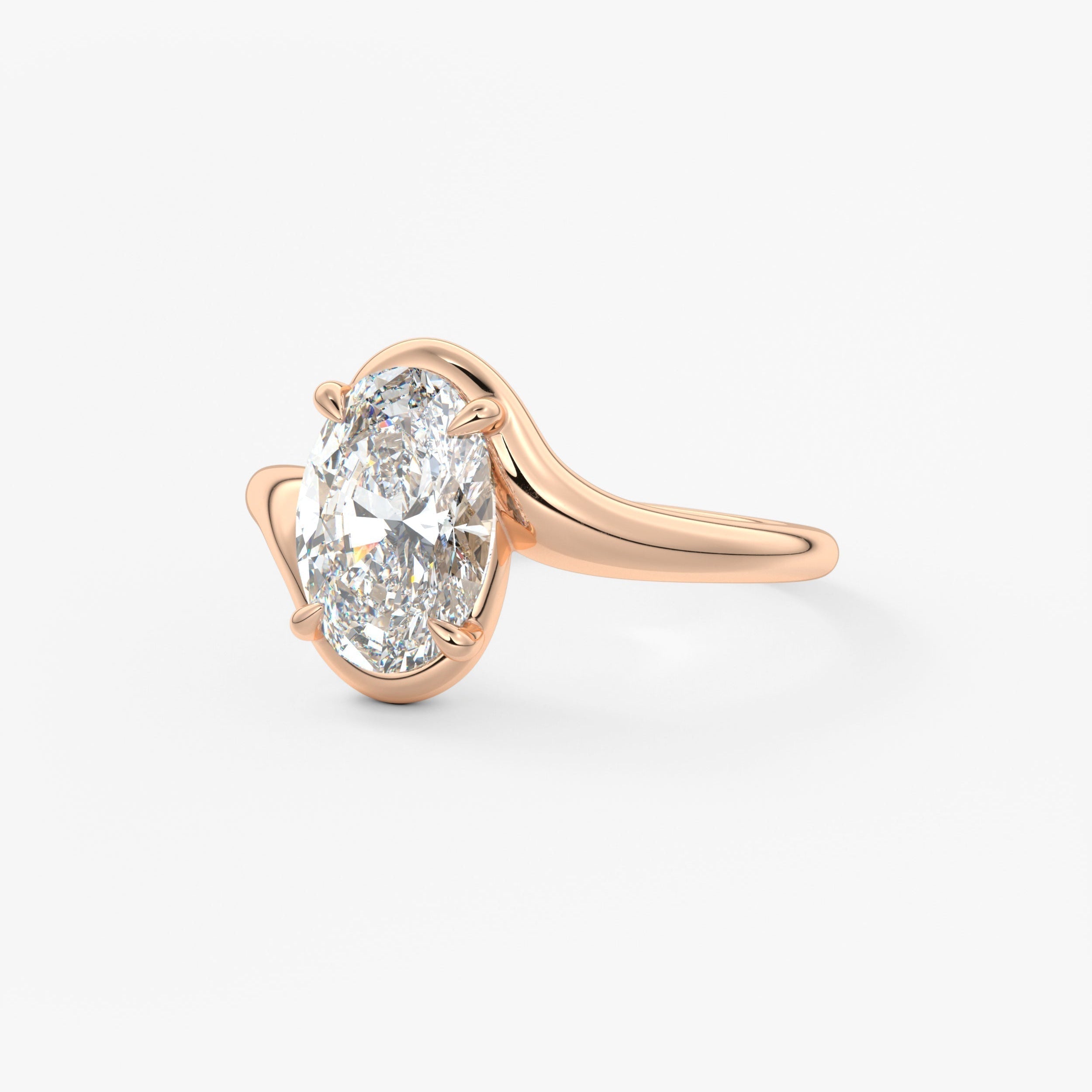 Oval Swirl Lab Grown Diamond Engagement Ring