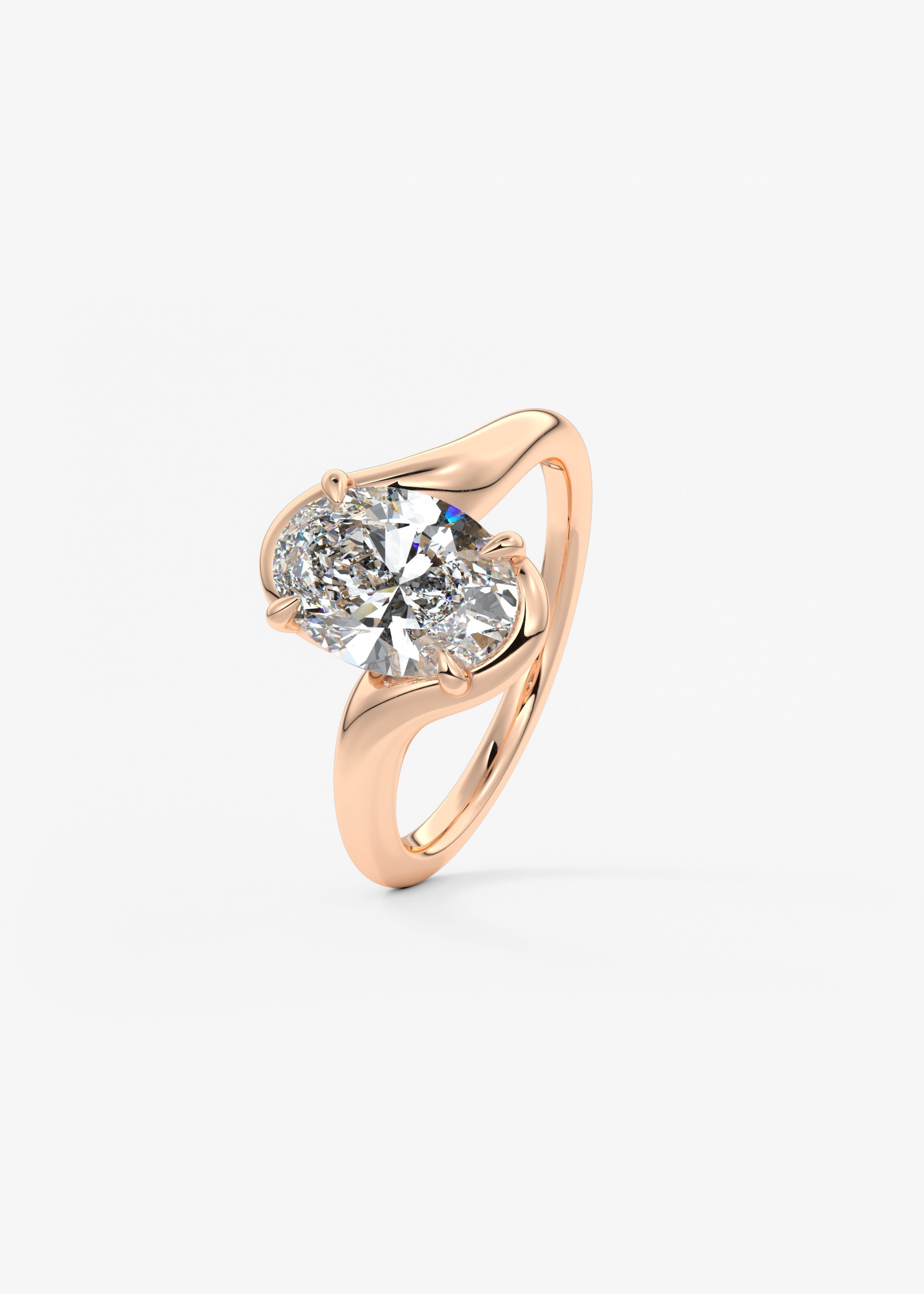 Oval Swirl Lab Grown Diamond Engagement Ring