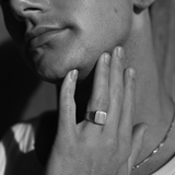 Stunning Men's Square Signet Metal Ring 4