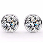 Round Cut Cubic Zirconia in 925 Sterling Silver Earrings 1