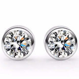 Round Cut Cubic Zirconia in 925 Sterling Silver Earrings 1